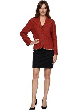 Vintage Beyond Threads Peruvian Alpaca Wool Blazer Jacket Shawl Collar Lined